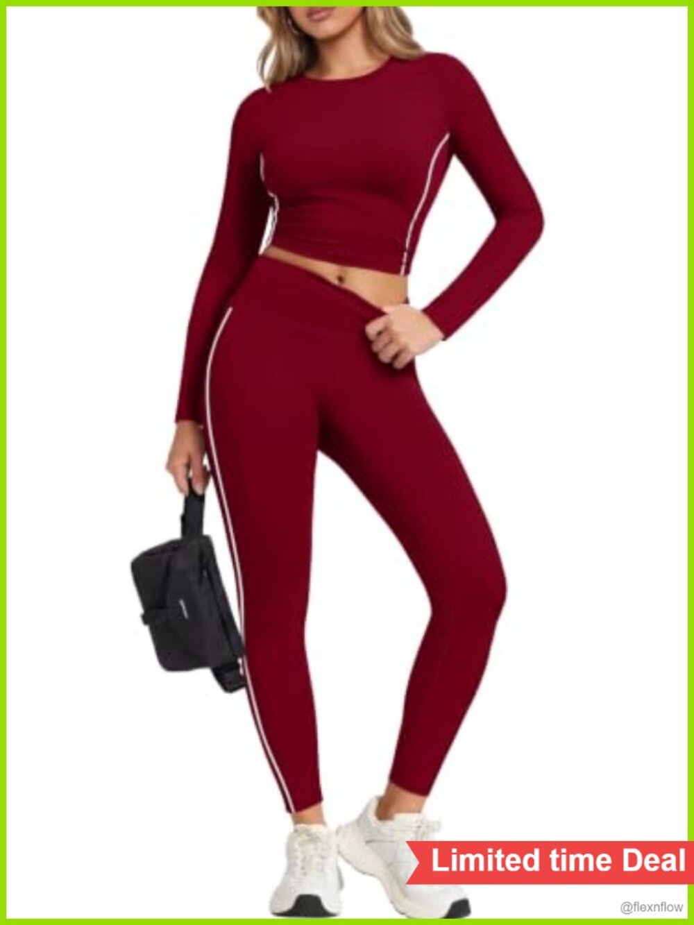 Two Piece Workout Set Long Sleeve Top Leggings with Pockets High Stretch